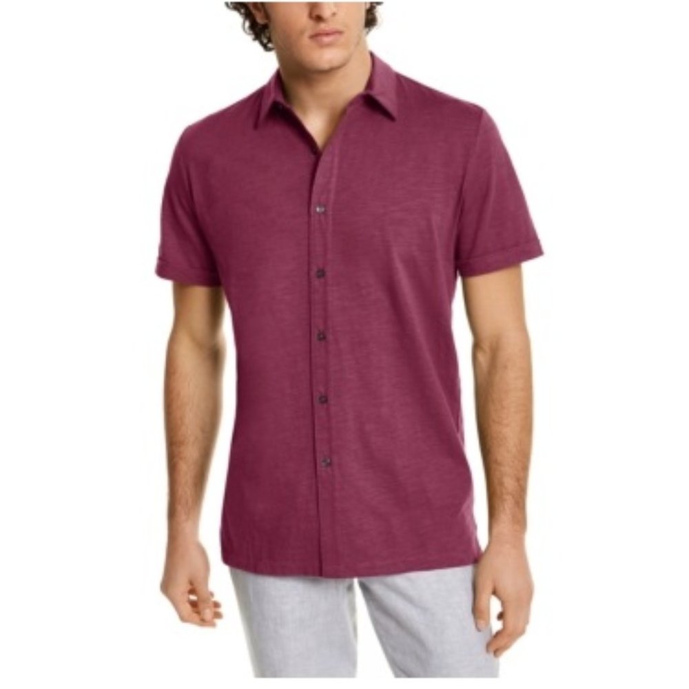 NWT Tasso Elba Mens Collared Textured Button-Down Shirt Size XXL $50 5E0008